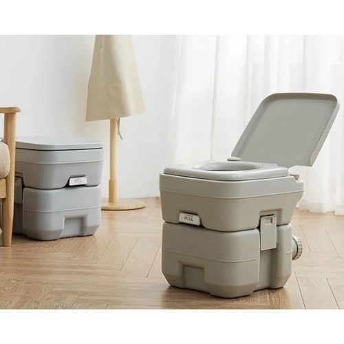 Trizand 24498 Toilette de camping portable 20 + 12 l, grise