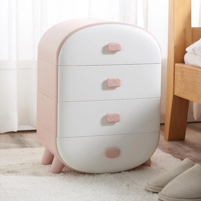 Armoire à linge avec tiroirs - rose, 4 tiroirs