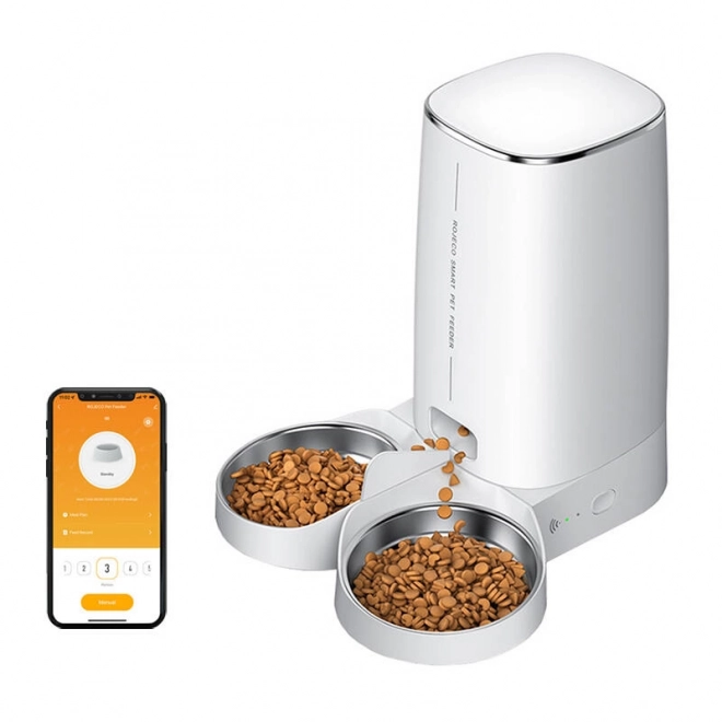 Distributeur intelligent Rojeco 4L pour animaux de compagnie avec Wi-Fi et double bol