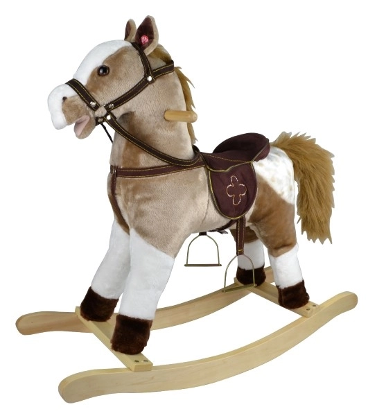 Cheval à bascule en peluche brun clair avec effets