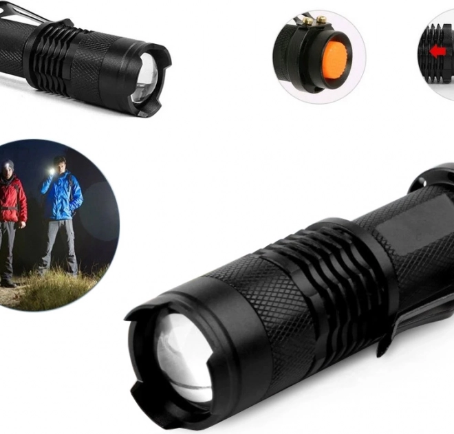 Lampe torche tactique avec zoom et 3 modes
