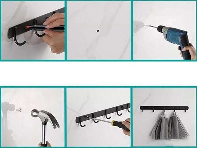 Porte-manteau mural de salle de bain avec 5 crochets