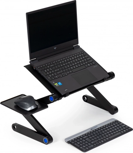 Deux surfaces distinctes : ordinateur portable et souris