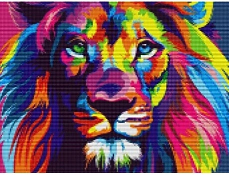 Motif éclatant de lion arc-en-ciel