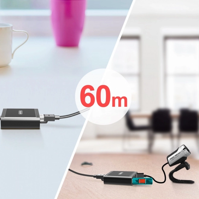 Rallonge USB 2.0 via IP 4x USB 60m