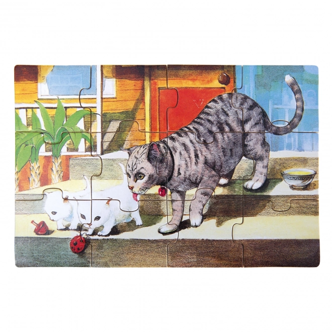 Puzzle en bois d'animaux dans une boîte