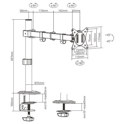 Support réglable pour moniteur de bureau