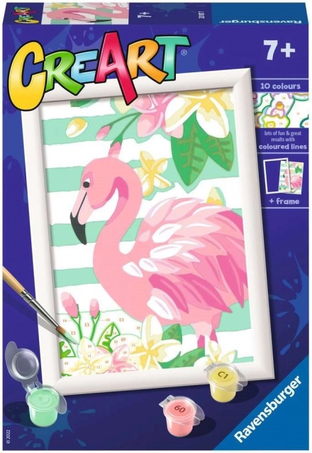 Peinture créative par numéros : Flamant rose 13x18 cm