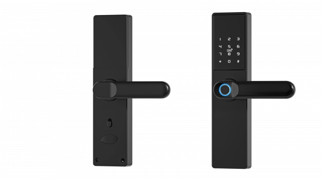 Serrure intelligente de porte Tuya, Serrure électronique de porte à empreinte digitale, code, Wi-Fi, RFID - noir