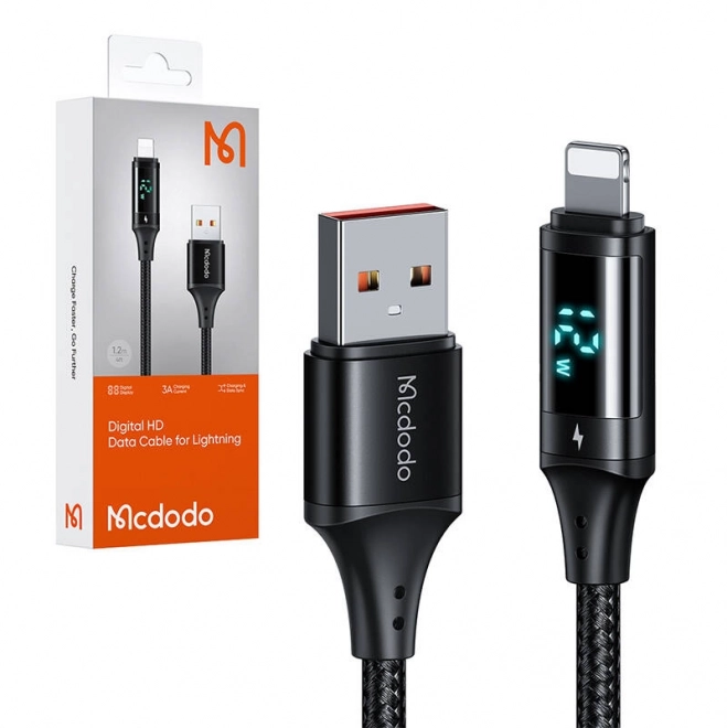 Câble de données avec écran numérique USB vers Lightning Mcdodo, 1,2 m