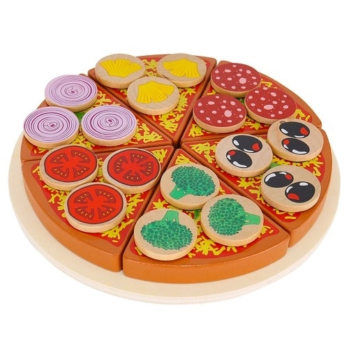Pizza en bois avec velcro pour enfants