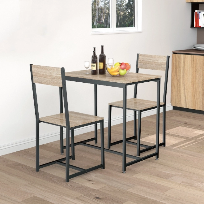 Ensemble de meubles : table et 2 chaises en métal et MDF