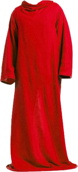 Couverture chauffante avec manches en polaire, couleur rouge