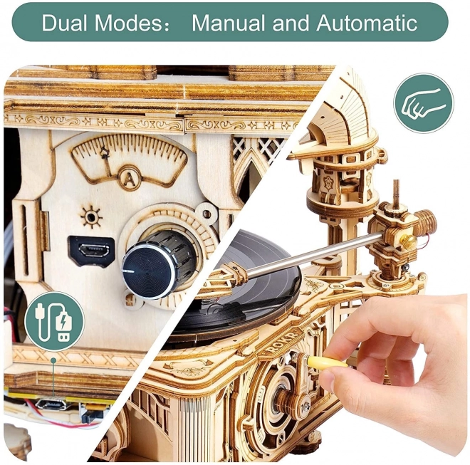 Puzzle 3D en bois Rokr Gramophone classique