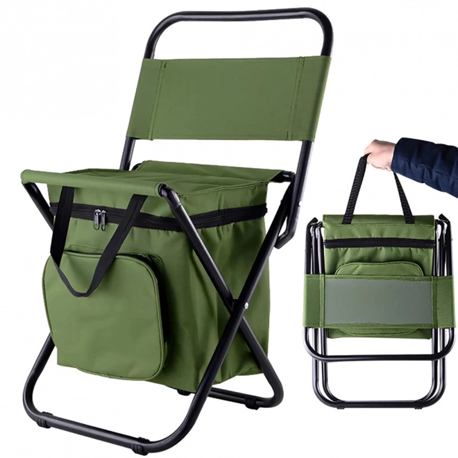 Chaise de pêche pliable avec dossier et sac isotherme