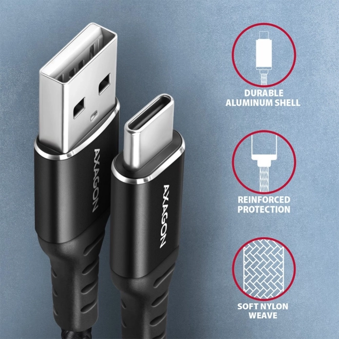 Câble USB Axagon USB-C vers USB-A, 1m, noir