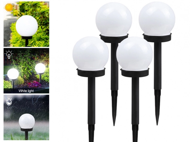Lampes de jardin solaires boules blanches avec éclairage LED