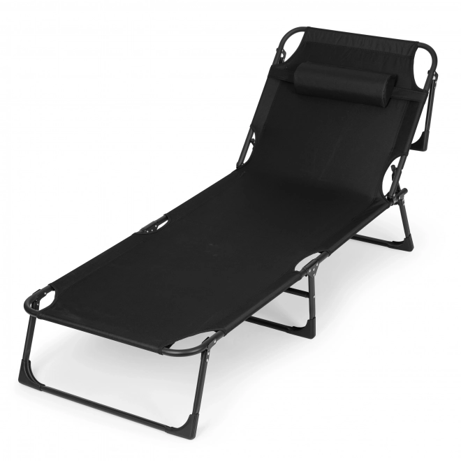 Chaise longue de jardin avec coussin noir MultiGarden