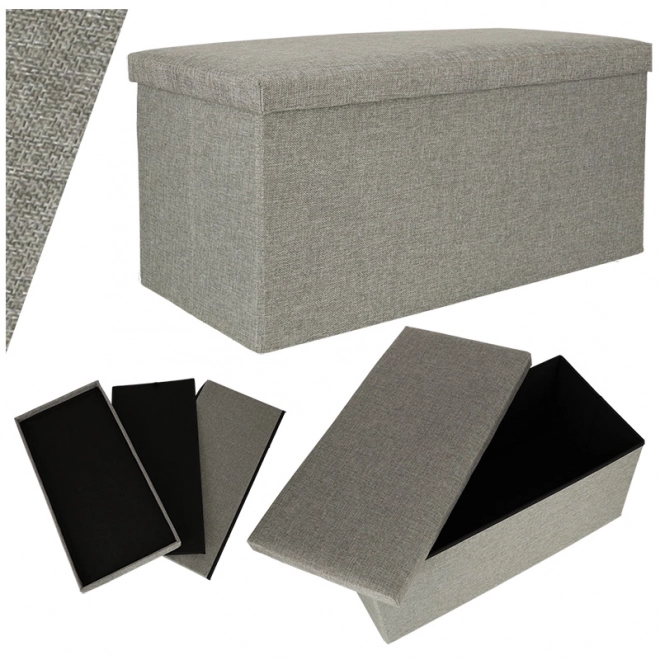 Pufa pliable grise avec espace de rangement 76x38x38 cm