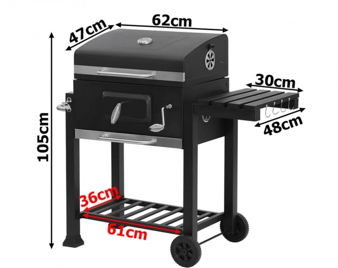 Barbecue de jardin au charbon de bois avec deux grilles et thermomètre
