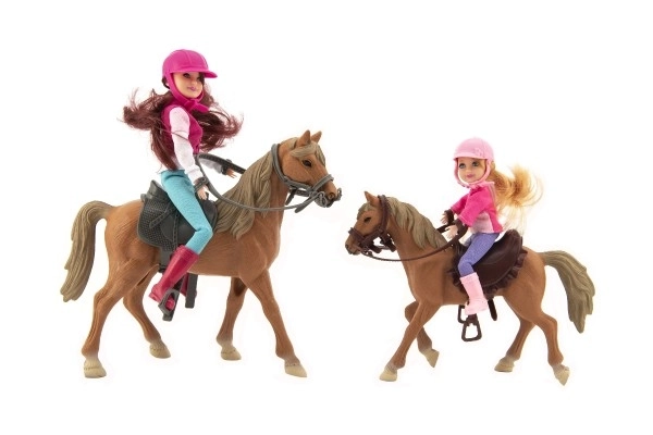 Cheval 2pcs + poupée cavalière 2pcs plastique en boîte 44x26x12cm