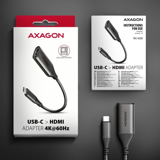 Adaptateur USB-C vers HDMI 4K/60Hz en aluminium, câble de 25 cm