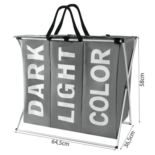 Panier à linge - 3 compartiments sur cadre pliant
