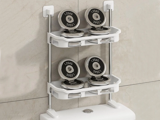 Étagère de salle de bain au-dessus du siège de toilette