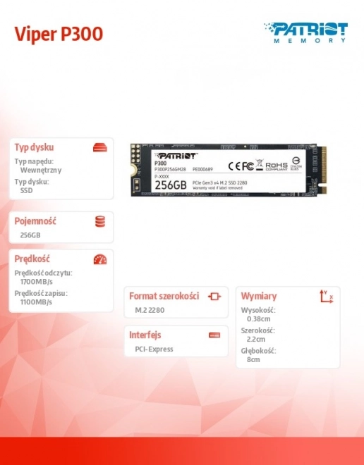 Disque SSD P300 256GB M.2 PCIe