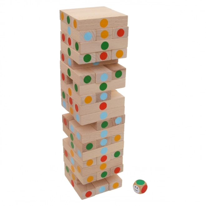 Tour Jenga naturelle avec des points