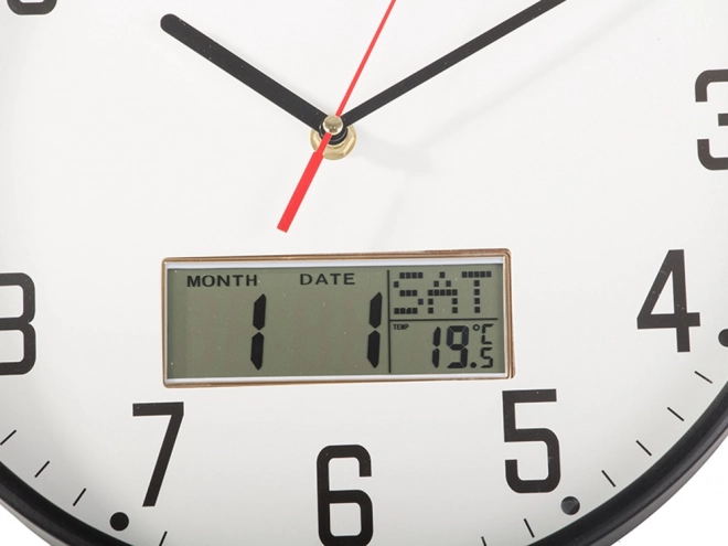 Grande horloge murale silencieuse avec date et température