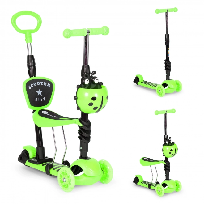 Trottinette d'équilibre tricolore coccinelle 5 en 1 LED