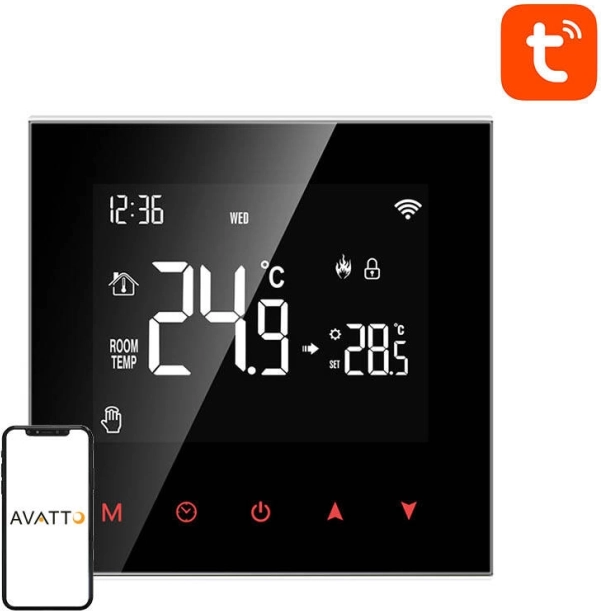 Thermostat intelligent pour chaudières AVATTO avec prise en charge ZIGBEE et TUYA