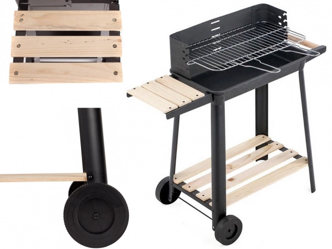 Gril de jardin portable au charbon de bois avec grille réglable et étagères