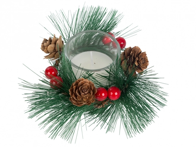 Bougies de Noël décoratives dans une couronne en verre