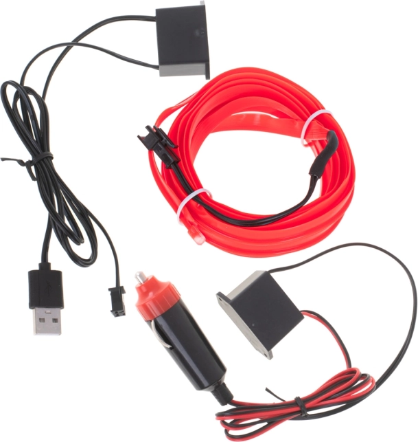 Fil EL/LED rouge flexible 3 m