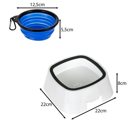 Bols d'eau pour chiens et chats avec fonction anti-éclaboussure - Set de 2 pièces
