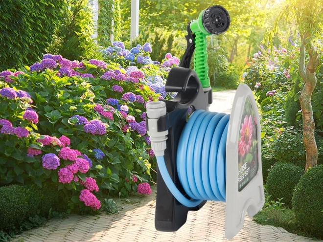 Tuyau d'arrosage de jardin avec support enrouleur