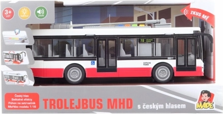 trolleybus avec voix tchèque, volant d’inertie et effets lumineux 28 cm