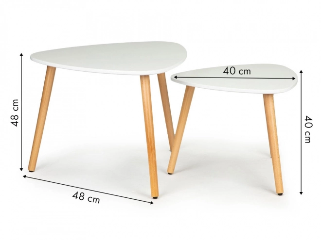 Ensemble de tables basses 2 pièces blanches scandinaves