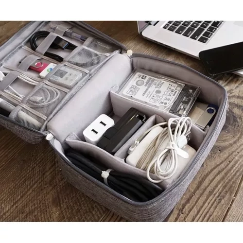 Organisateur de voyage pour câbles et chargeurs avec poignée