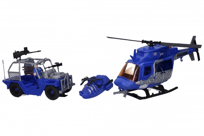 Ensemble de jeu policier avec figurines et hélicoptère