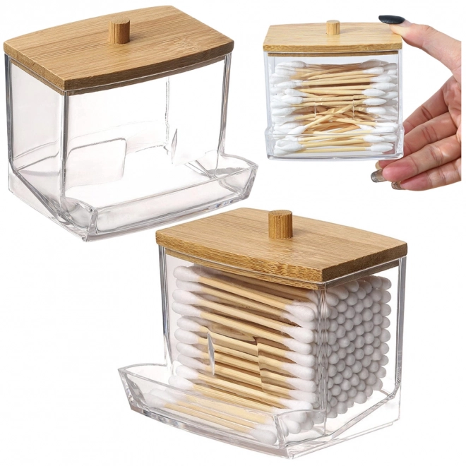 Boîte pour bâtonnets ouatés avec couvercle en bambou