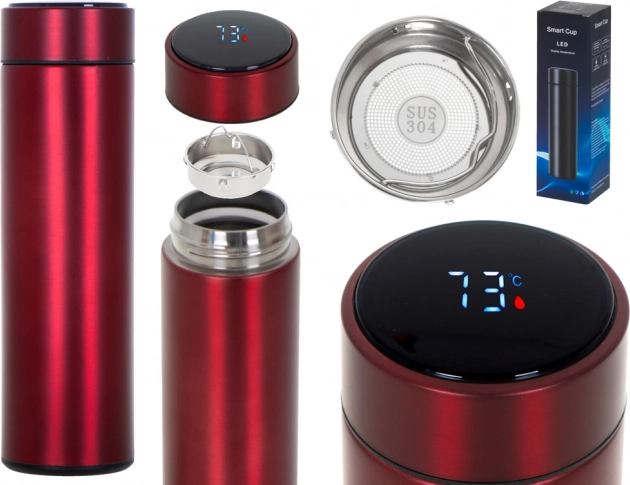 Mug isotherme avec écran LED intelligent 500 ml – Bordeaux