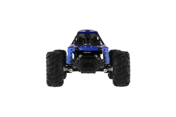 Buggy RC tout-terrain bleu 22cm plastique 2,4GHz sur batterie + pack rechargeable en boîte 32x16x18cm