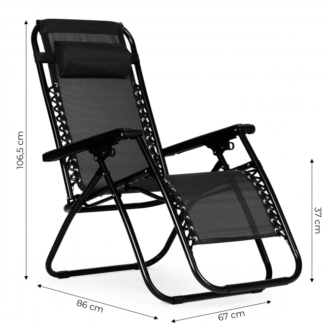 Chaise de jardin avec dossier réglable ZERO GRAVITY ModernHome - noir