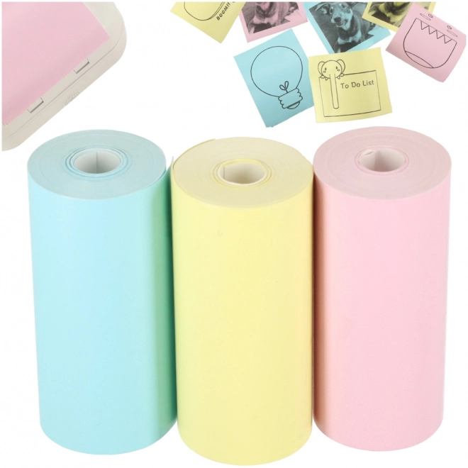 Rouleau de papier thermique pour mini imprimante 5,7 cmx3 m 3 pcs coloré