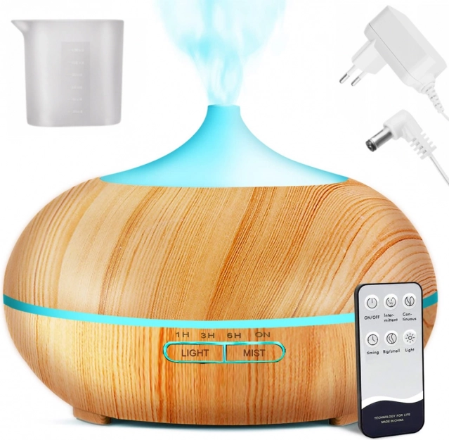 Diffuseur d’arômes ultrasonique avec humidificateur et rétroéclairage RVB avec minuterie