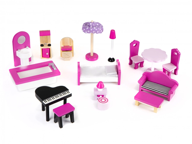 Maison de poupée en bois avec meubles de ECOTOYS