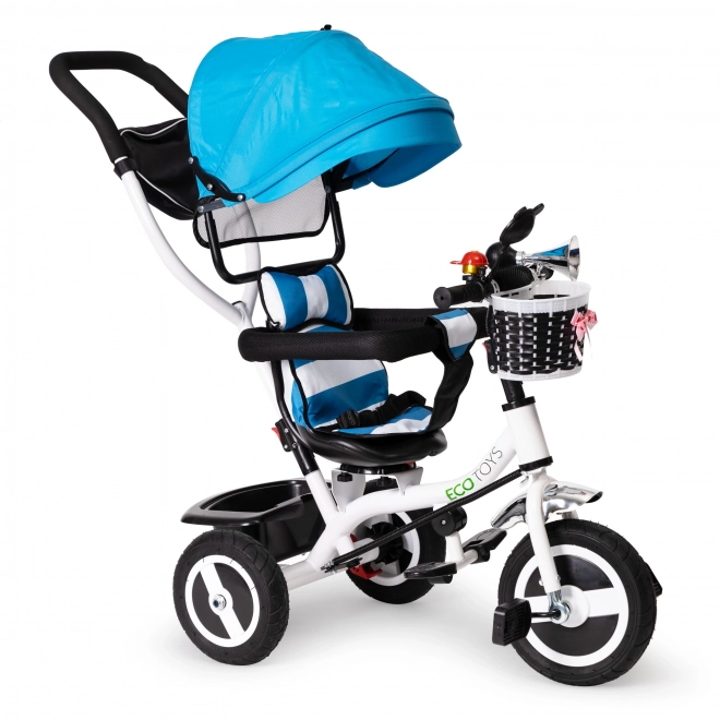 Tricycle, voiture à roues, toit bleu rotatif